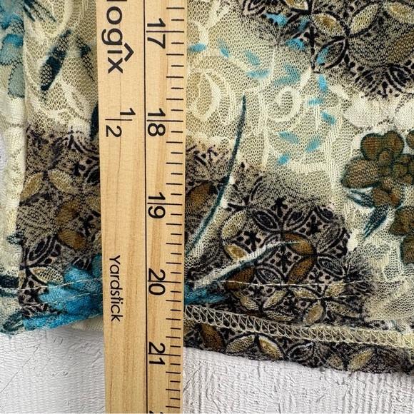 VTG Ivory Lace Floral Mesh Patterned Button-Up Shirt Sheer Layered Sz Medium - Picture 7 of 11